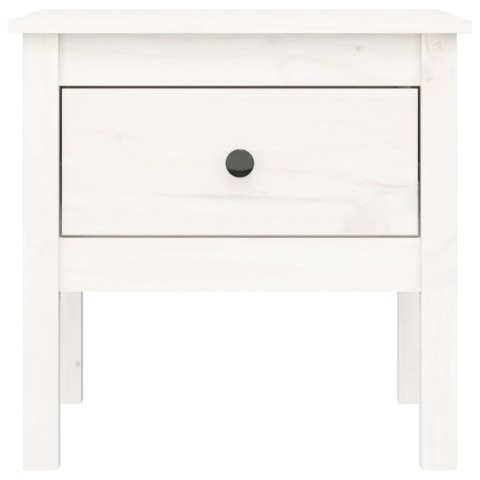 Stoliki boczne, 2 szt., białe, 50x50x49 cm, lite drewno sosnowe