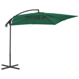 Parasol wiszący ze stalowym słupkiem, 250 x 250 cm, zielony