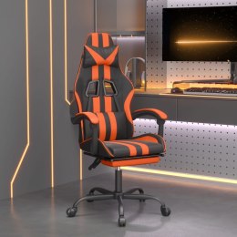 Obrotowy fotel gamingowy z podnóżkiem, czarno-pomarańczowy