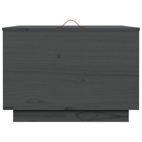 Skrzynie z pokrywami, 3 szt., szare, lite drewno sosnowe