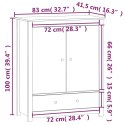 Szafka, czarna, 83x41,5x100 cm, lite drewno sosnowe