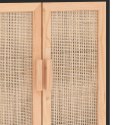 Komoda, czarna, 60x30x70 cm, lita sosna i naturalny rattan