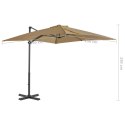 Parasol wiszący z aluminiowym słupkiem, 250x250 cm, taupe