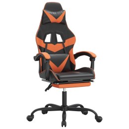 Obrotowy fotel gamingowy z podnóżkiem, czarno-pomarańczowy
