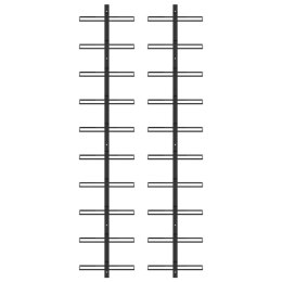 Ścienne uchwyty na 20 butelek wina, 2 szt., czarne, metalowe