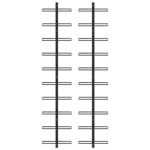 Ścienne uchwyty na 20 butelek wina, 2 szt., czarne, metalowe