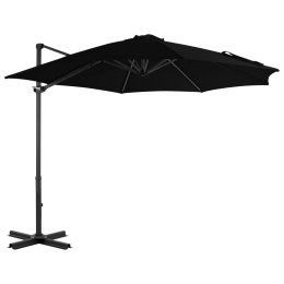 Parasol wiszący z aluminiowym słupkiem, czarny, 300 cm