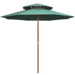 Parasol z podwójnym daszkiem, 270x270 cm drewno, zielony