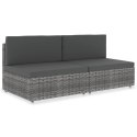 Sofa modułowa 2-osobowa, rattan PE, szara