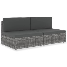 Sofa modułowa 2-osobowa, rattan PE, szara