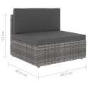 Sofa modułowa 2-osobowa, rattan PE, szara