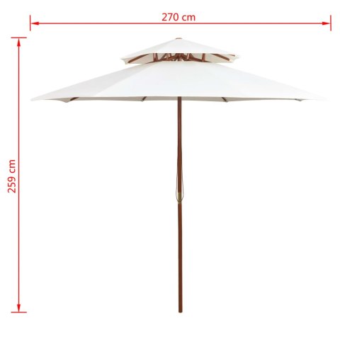 Parasol z podwójnym daszkiem, 270x270 cm drewno, kremowy