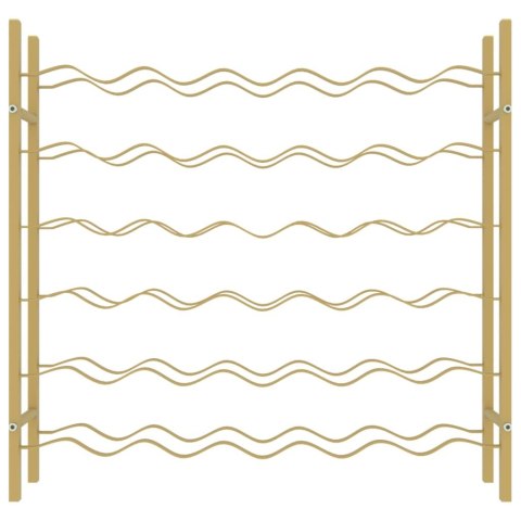 Stojak na 36 butelek wina, złoty, metalowy