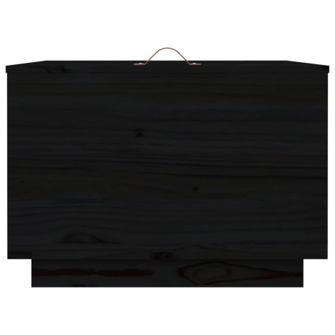 Skrzynie z pokrywami, 3 szt., czarne, lite drewno sosnowe