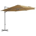 Parasol wiszący ze stalowym słupkiem, 300 cm, kolor taupe