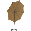 Parasol wiszący ze stalowym słupkiem, 300 cm, kolor taupe