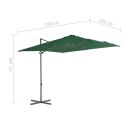 Parasol wiszący ze stalowym słupkiem, 250 x 250 cm, zielony