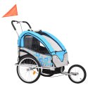 Rowerowa przyczepka dla dzieci/wózek 2-w-1, niebiesko-szary