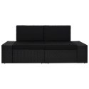 Sofa modułowa 2-osobowa, rattan PE, czarna