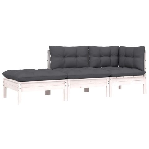 3-cz. zestaw wypoczynkowy do ogrodu, z poduszkami, biały, sosna