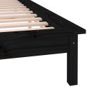 Rama łóżka z LED, czarna, 120x200 cm, lite drewno