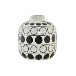 Wazon DKD Home Decor Porcelana Czarny Biały Nowoczesny Koła 16 x 16 x 18 cm