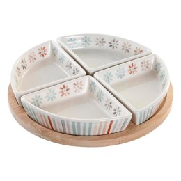 Tacka do przekąsek DKD Home Decor 21,5 x 21,5 x 1 cm Wielokolorowy Kamionka