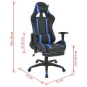 Regulowane krzesło biurowe z podnóżkiem, niebieskie