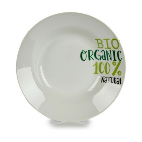 Talerz głęboki Organic Biały Kolor Zielony Porcelana Nadruk Ø 20,6 cm 20,5 x 4 x 20,5 cm (10 Sztuk)