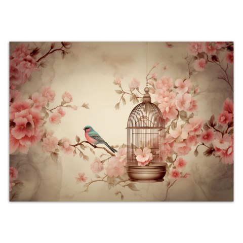 Fototapeta, Ptak na gałęzi vintage - 400x280