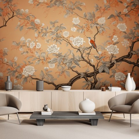 Fototapeta, Ptak Drzewo Chinoiserie - 350x245