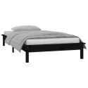 Rama łóżka z LED, czarna, 90x190 cm, pojedyncza, lite drewno