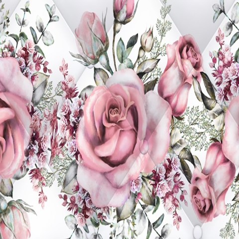 Parawan dwustronny obrotowy, Róże na pikowanej teksturze - 110x170