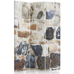 Parawan dwustronny obrotowy, Stary mur z kamieni - 110x170
