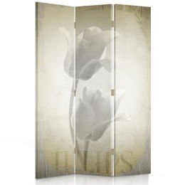Parawan dwustronny obrotowy, Tulipany w stylu retro - 110x170