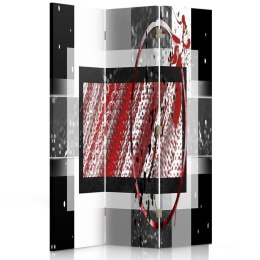 Parawan dwustronny obrotowy, Abstrakcja w czerni i czerwieni - 110x170