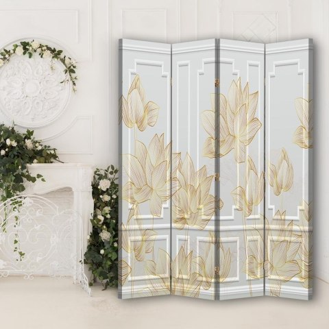 Parawan dwustronny obrotowy, Kwiecisty deseń - 145x170