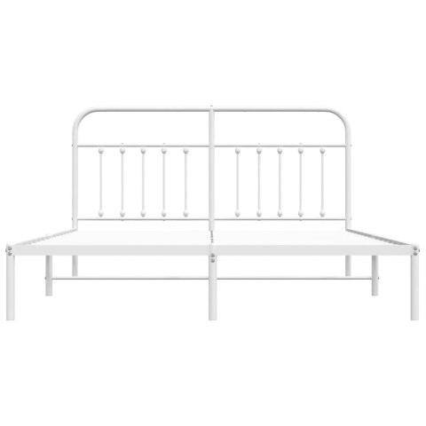 Metalowa rama łóżka z wezgłowiem, biała, 180x200 cm