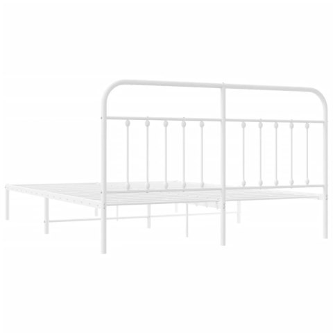 Metalowa rama łóżka z wezgłowiem, biała, 180x200 cm