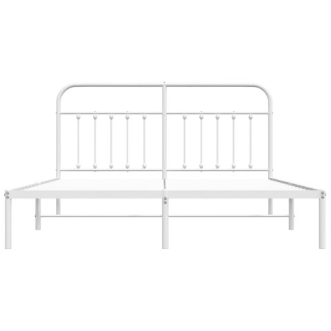 Metalowa rama łóżka z wezgłowiem, biała, 183x213 cm