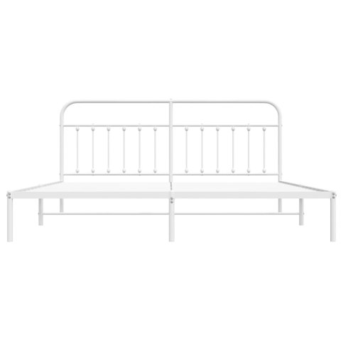 Metalowa rama łóżka z wezgłowiem, biała, 193x203 cm