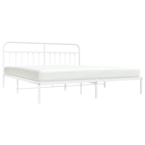 Metalowa rama łóżka z wezgłowiem, biała, 200x200 cm
