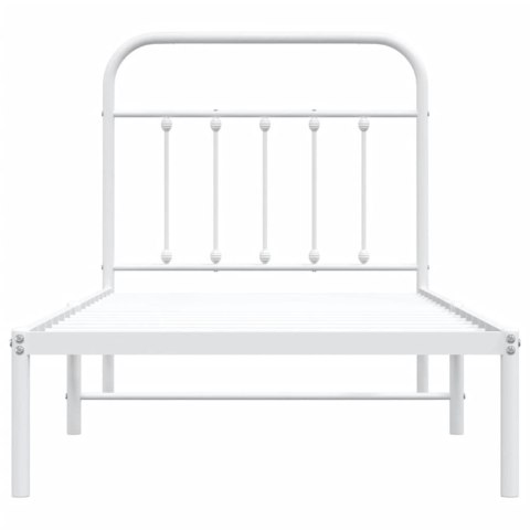 Metalowa rama łóżka z wezgłowiem, biała, 90x190 cm