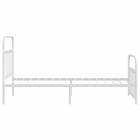 Metalowa rama łóżka z wezgłowiem i zanóżkiem, biała, 100x190 cm