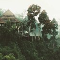 Parawan dwustronny obrotowy, Chata na zboczu w tropikach - 180x170