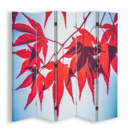 Parawan dwustronny obrotowy, Czerwone liście jesienią - 180x170