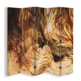 Parawan dwustronny obrotowy, Falista abstrakcja z drewnem - 180x170