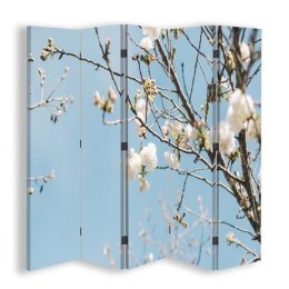 Parawan dwustronny obrotowy, Kwitnące kwiaty na gałęzi - 180x170