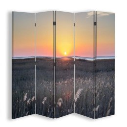 Parawan dwustronny obrotowy, Zachód słońca nad łąką - 180x170
