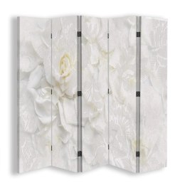 Parawan dwustronny, Białe kwiaty - 180x170